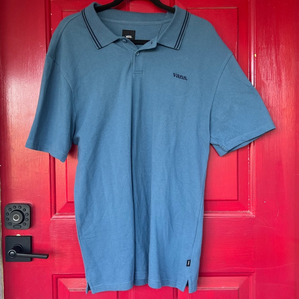 Vans Men's Shirt Short Sleeve Polo Casual Attire Blue